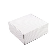 White with golden Lines Square Gift Box | 220 x 220 x 90 mm | Superbox