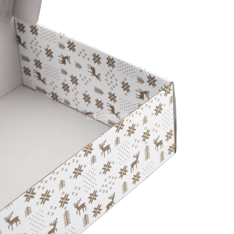 White Large Square Gift Box with Clear Window and Christmas Design