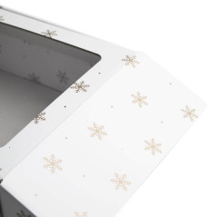 White Square Gift Box with Snowflakes | 220x220x90 mm | Superbox