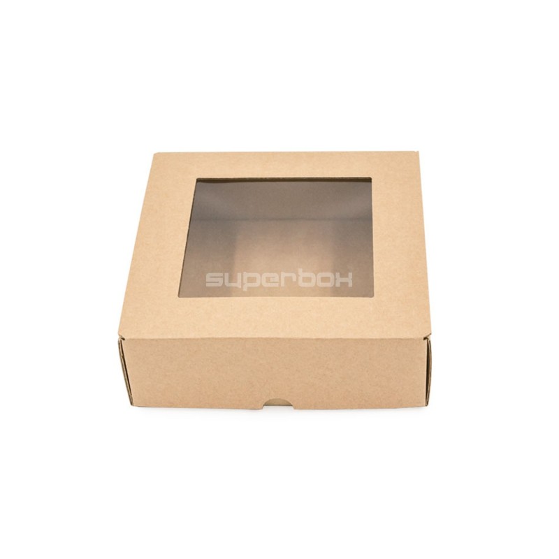 Brown Square Gift Box with Clear Window for Tea