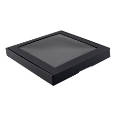 Small Height Black Square Box with Window | 250x250x30 mm | Superbox