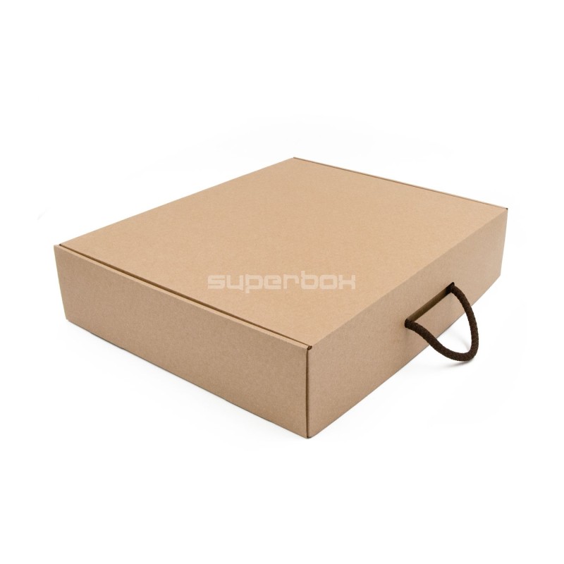 Brown Large Gift Box of Suitcase Type with Textile Handle