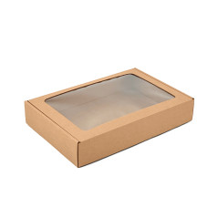 Brown Gift Box With PVC Window 5 cm High | 280x190x50 mm | Superbox